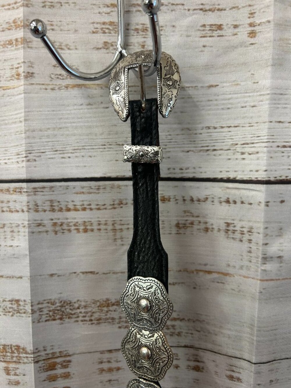 Black Leather & Silver Concho Western Belt